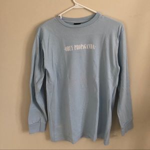 Sky Blue Obey Propaganda Long Sleeve Graphic Tee
